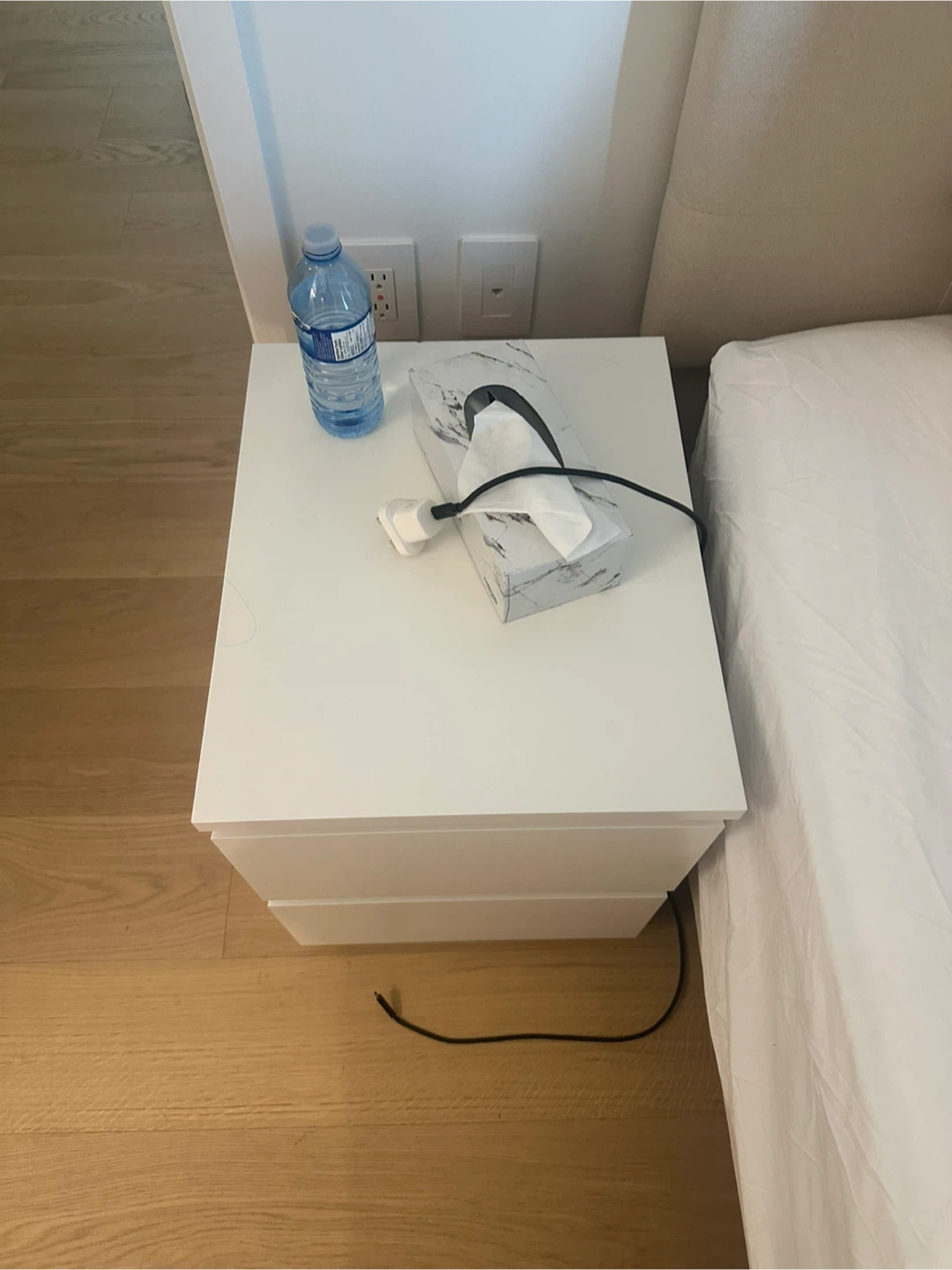 Two IKEA Hemnes White 2-Drawer Nightstands - photo 2