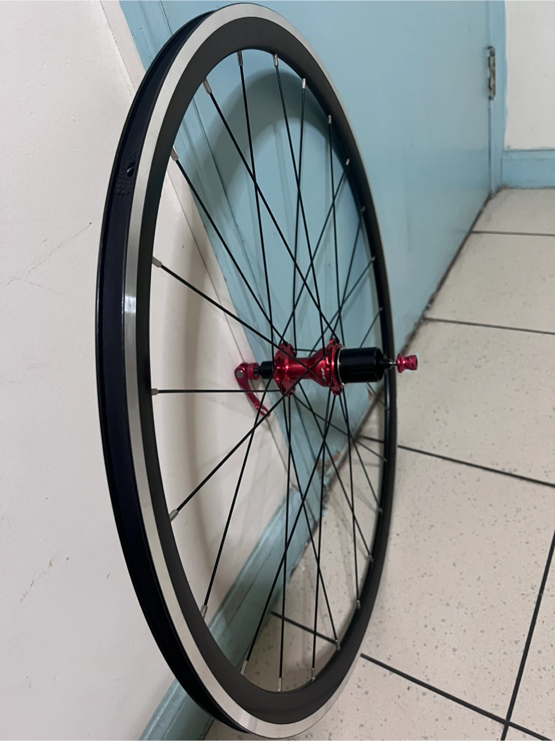 Road Bike Wheelset, Black/Silver