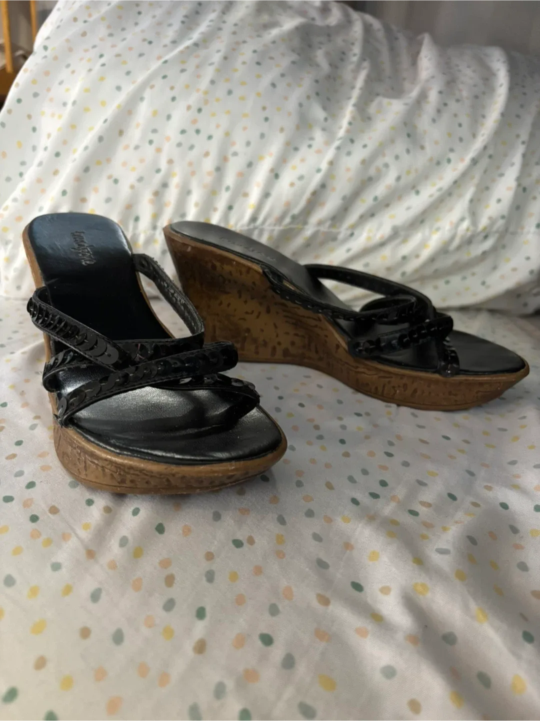 Trendzone Black Wedge Sandals - Size 6 image indicator(2)