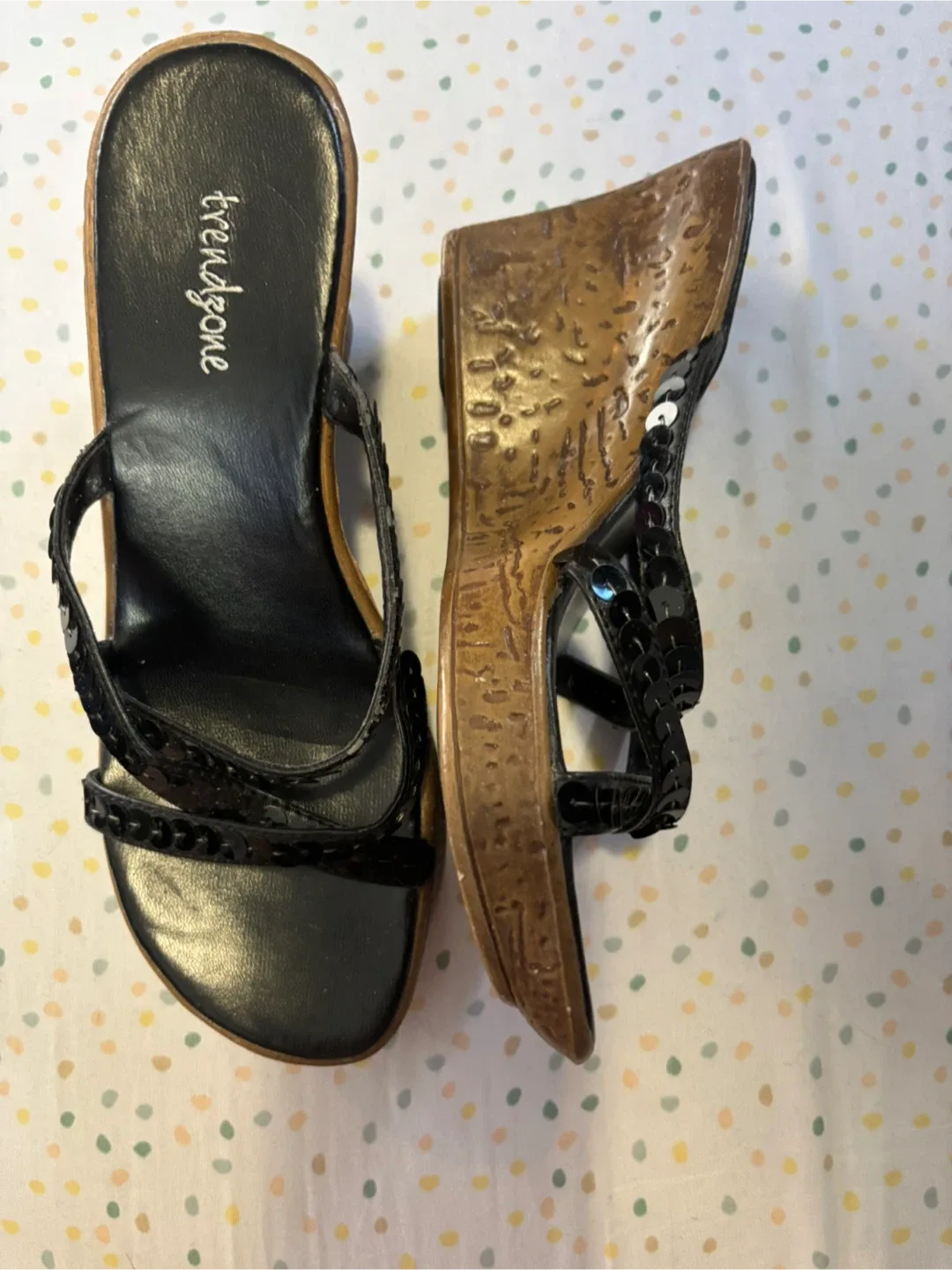 Trendzone Black Wedge Sandals - Size 6 image indicator(3)