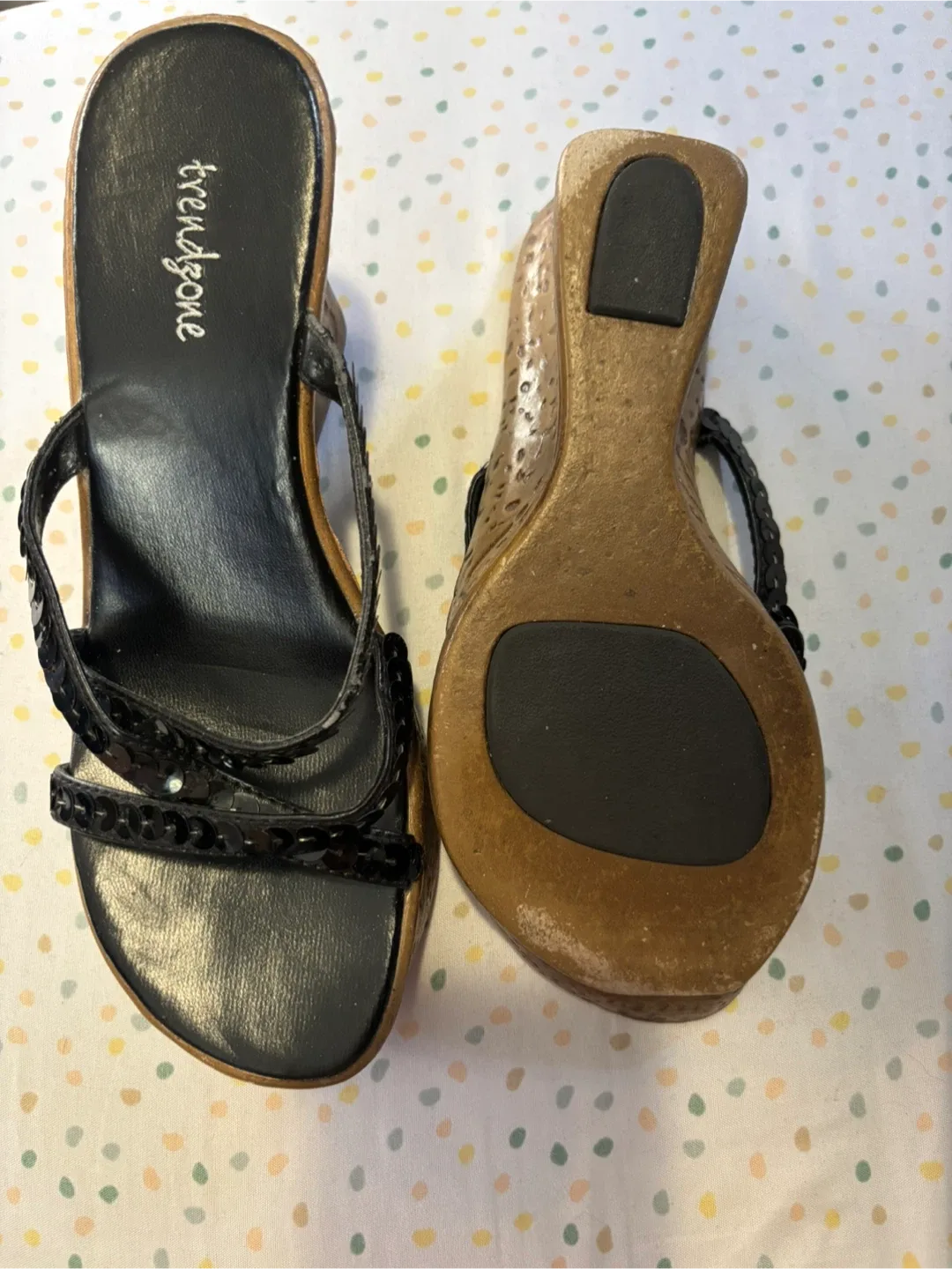 Trendzone Black Wedge Sandals - Size 6 image indicator(4)