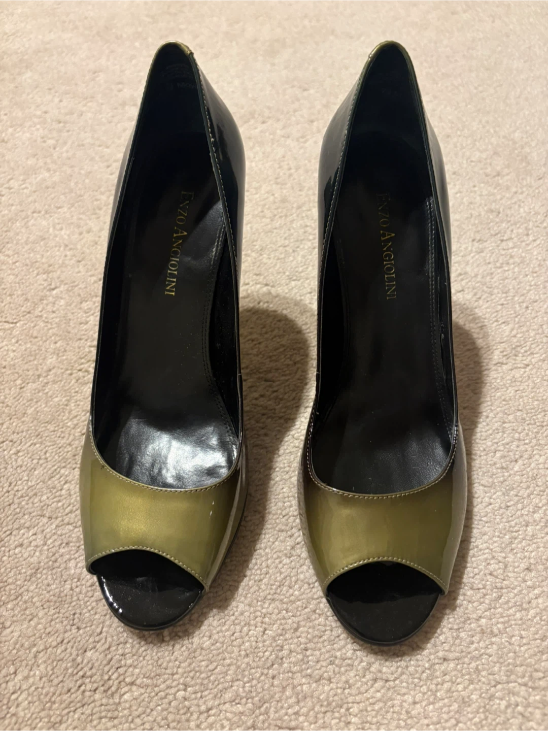 Enzo Angiolini Black/Olive Heels - Size 7 1/2
