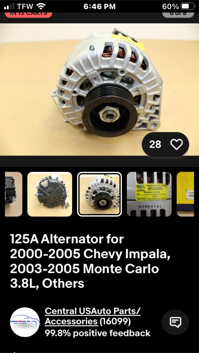 125A Alternator for Chevy Impala & Monte Carlo