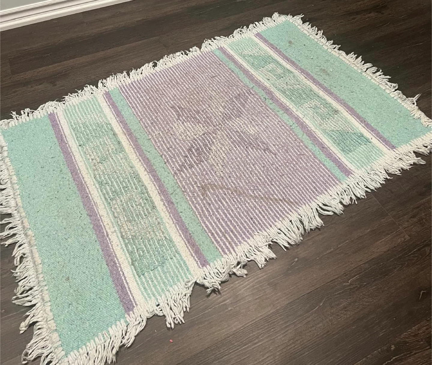 Woven Rug - Green, Purple, White - photo 3