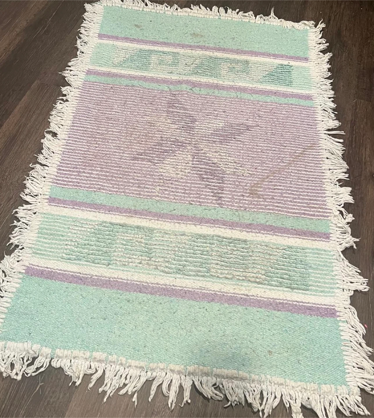 Woven Rug - Green, Purple, White - photo 2