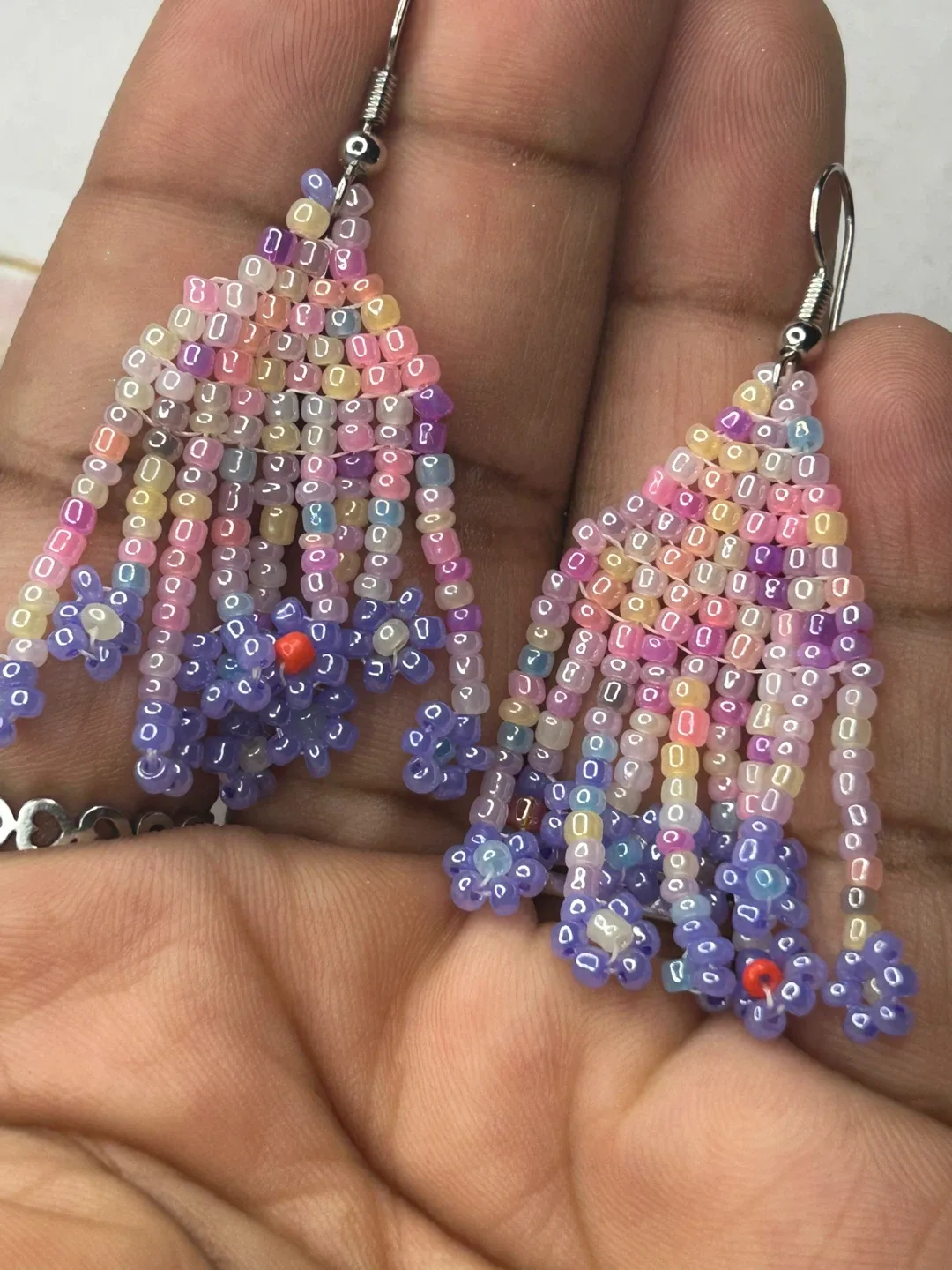 Handmade Beaded Fringe Earrings image indicator(6)