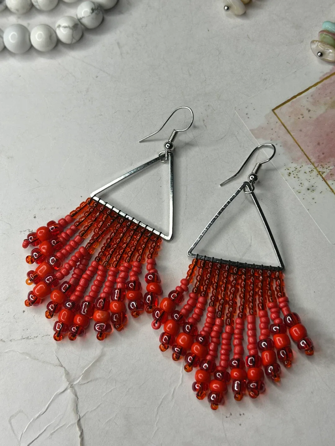 Handmade Beaded Fringe Earrings image indicator(4)