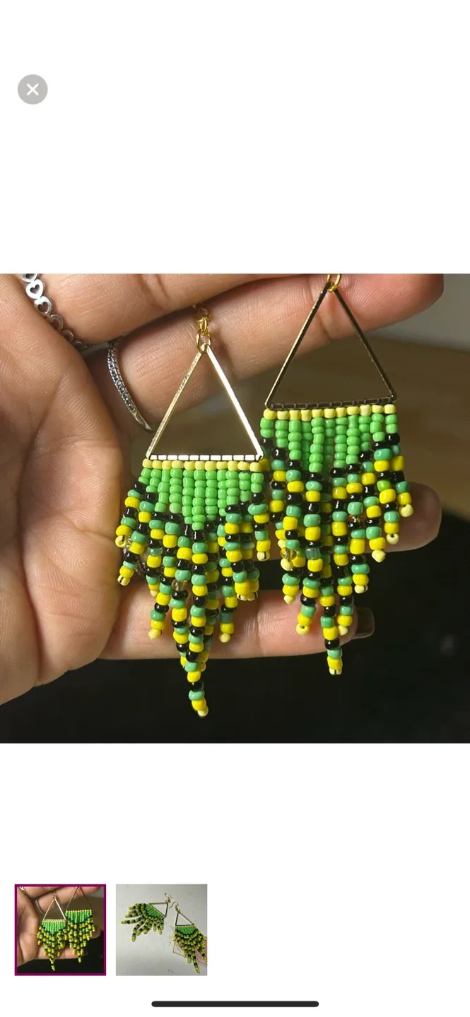 Handmade Beaded Fringe Earrings image indicator(10)