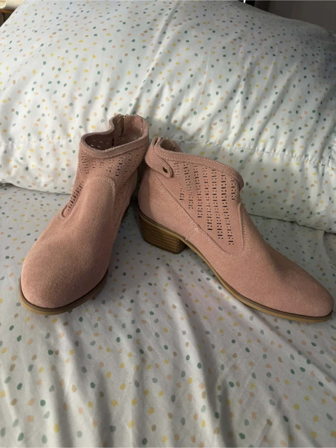 Pink Suede Ankle Boots - Size 6.5 image indicator(2)