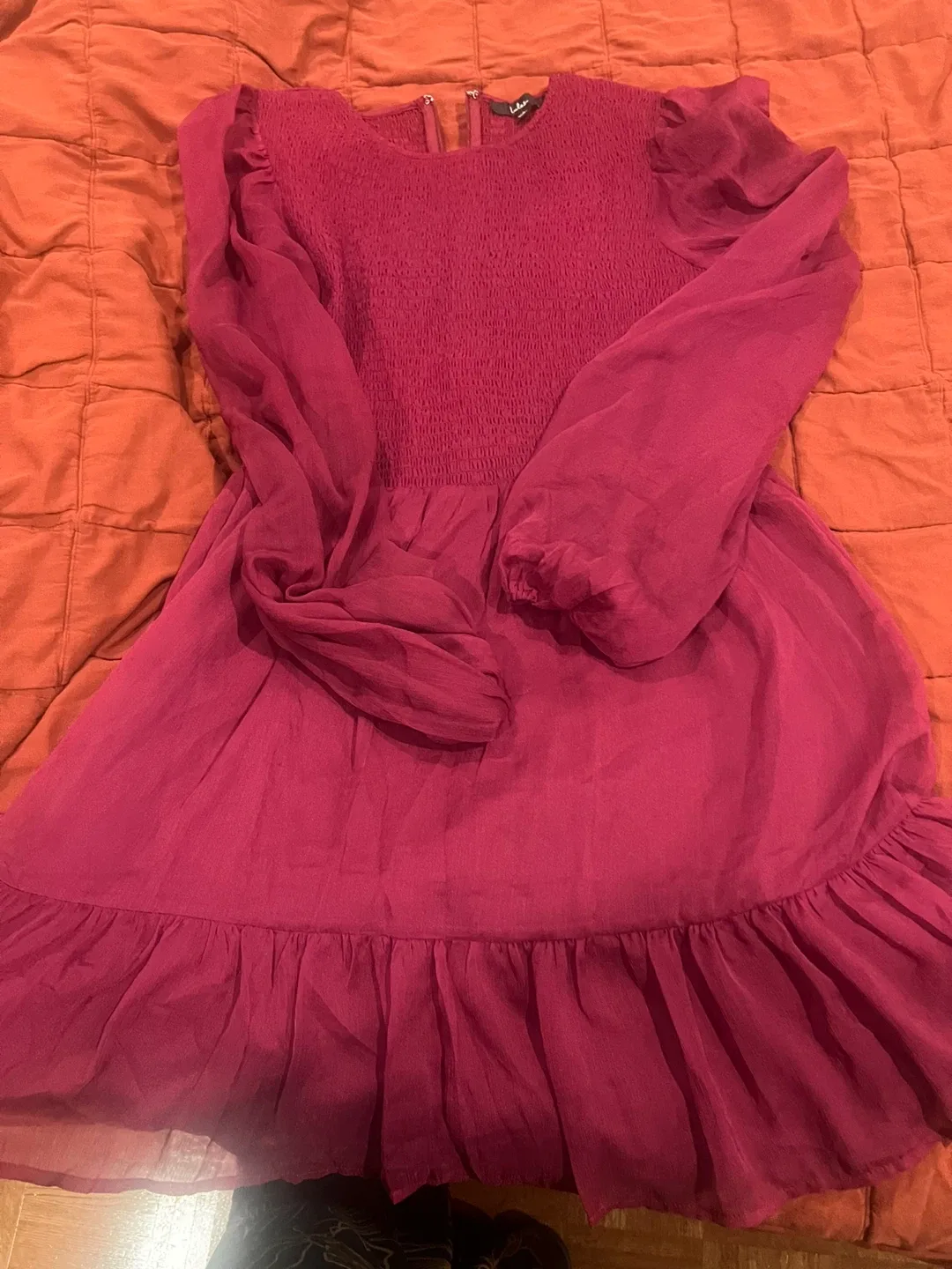 Lulus Raspberry Ruffle Mini Dress