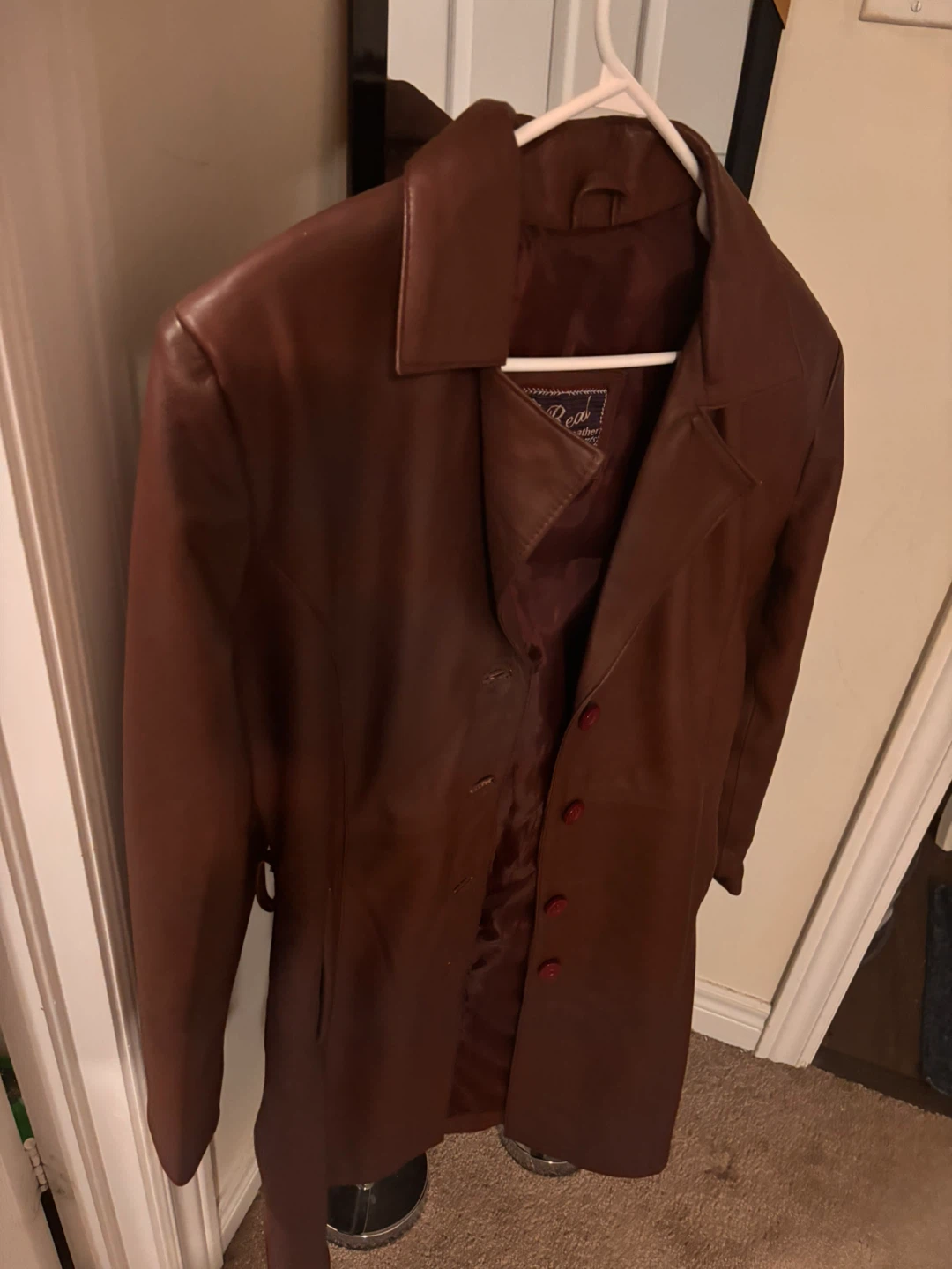 Ladies Leather Trench Coat