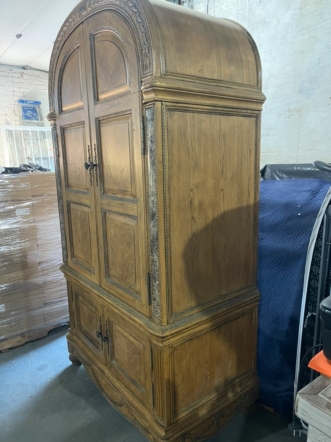 solid walnut wardrobe cabinet entertainment armoire - photo 2