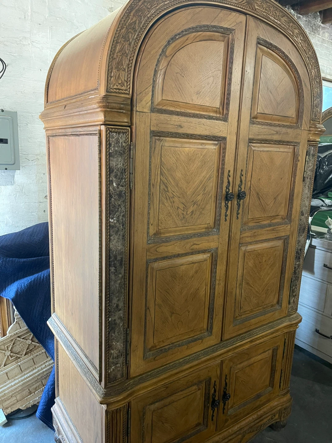 solid walnut wardrobe cabinet entertainment armoire - photo 3