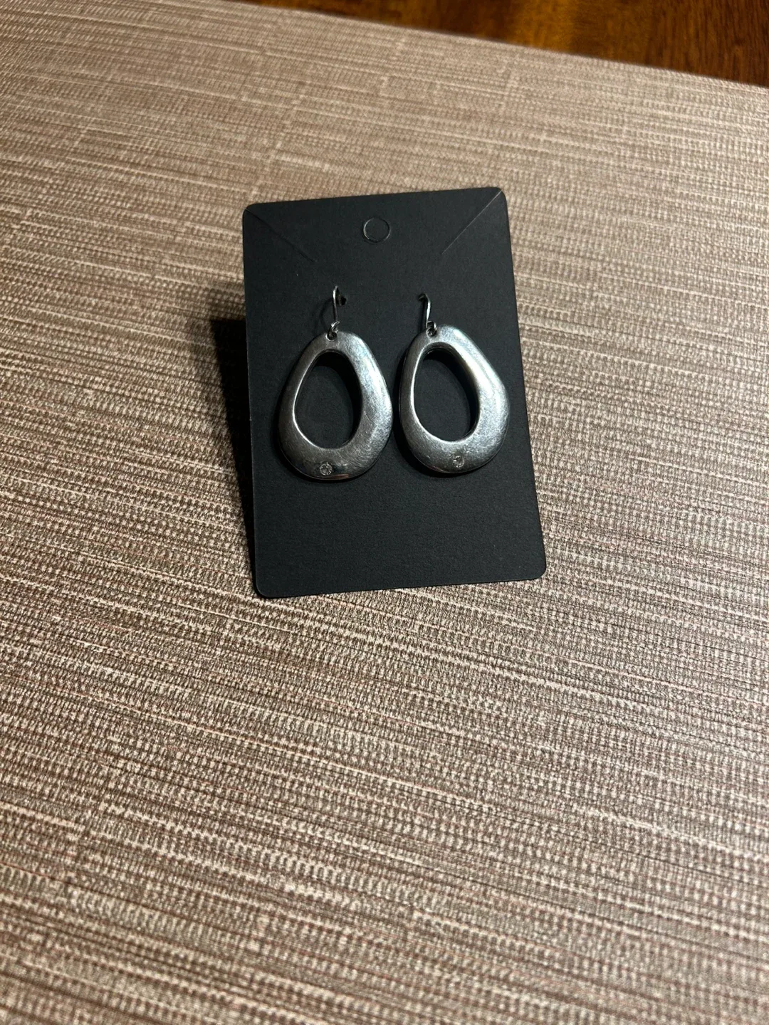 Vintage Silver Tone Dangle Earrings with Rhinestone Accents image indicator(3)