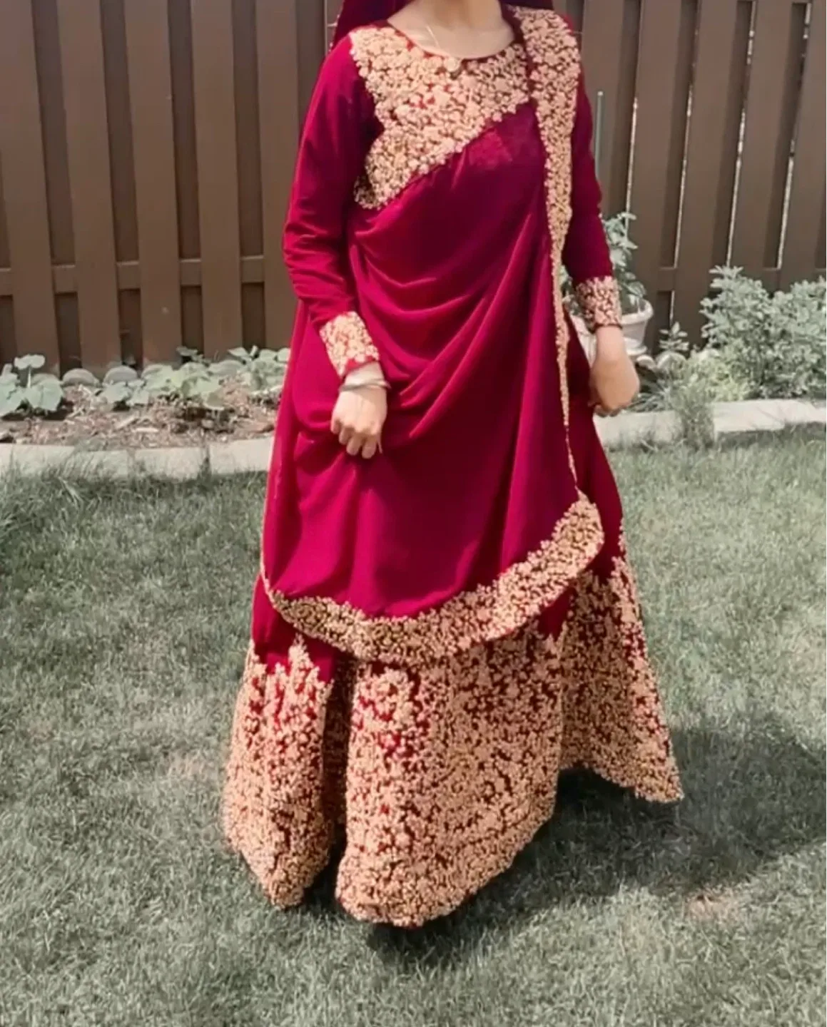 Selling this beautiful wine & golden one piece dress image indicator(3)