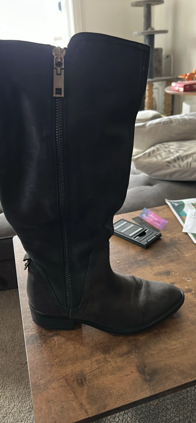 Black Knee-High Boots with Zipper