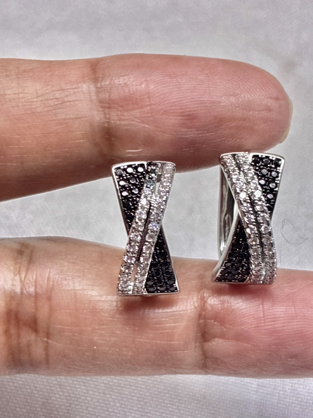 Stunning black and white cross earrings