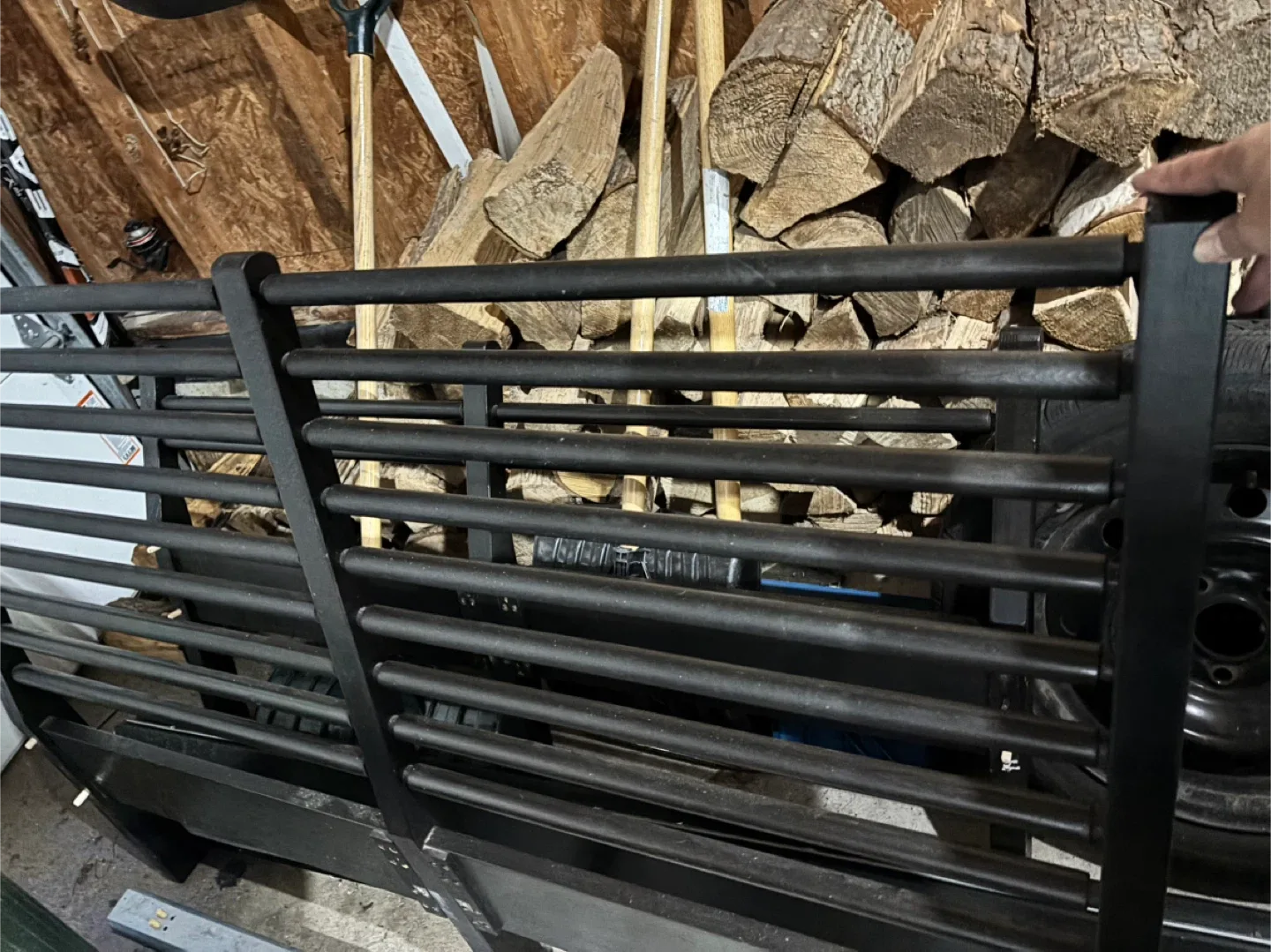 Black double headboard and footboard thumbnail