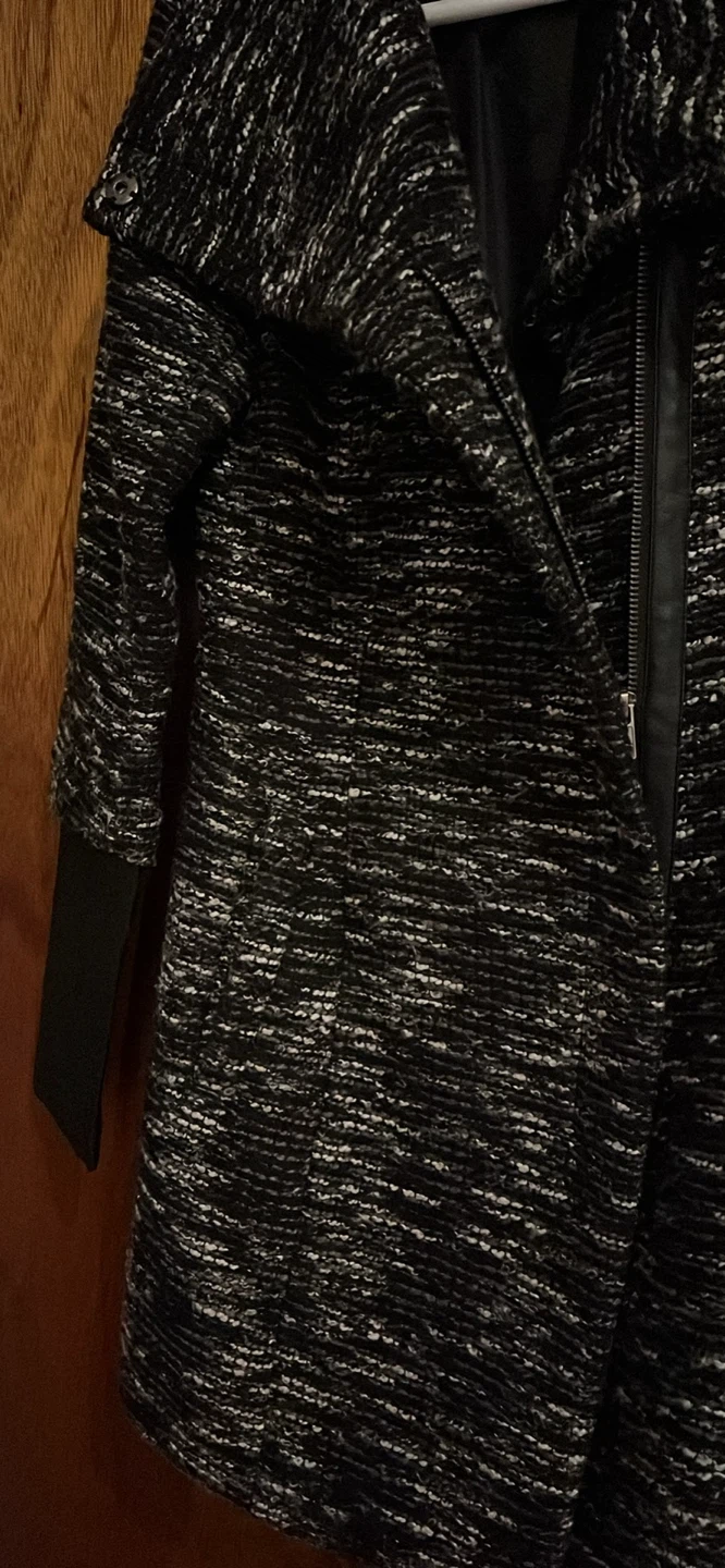 ONLY Blue Behaviour Black & White Tweed Coat - Size M - photo 4