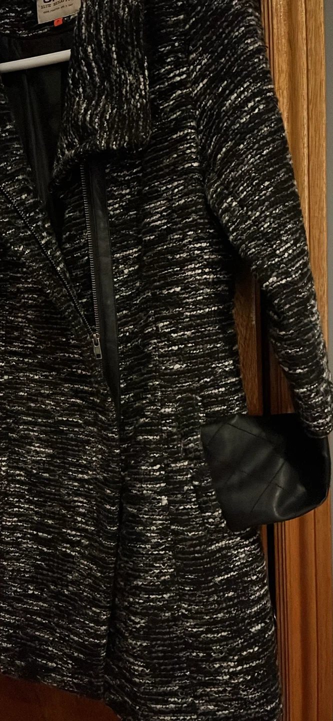 ONLY Blue Behaviour Black & White Tweed Coat - Size M - photo 3