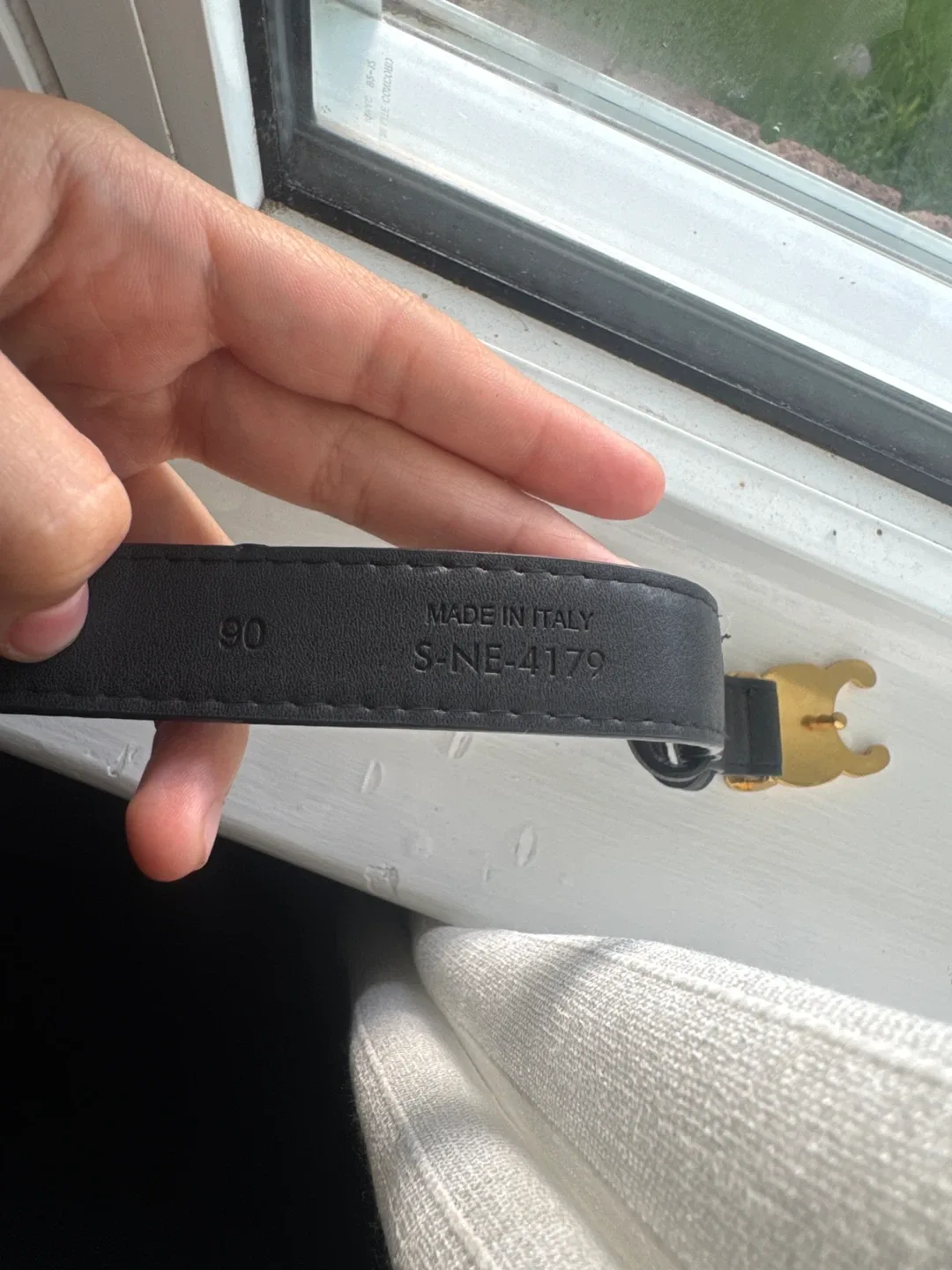 Celine Paris Black Leather Belt with Gold Buckle image indicator(6)