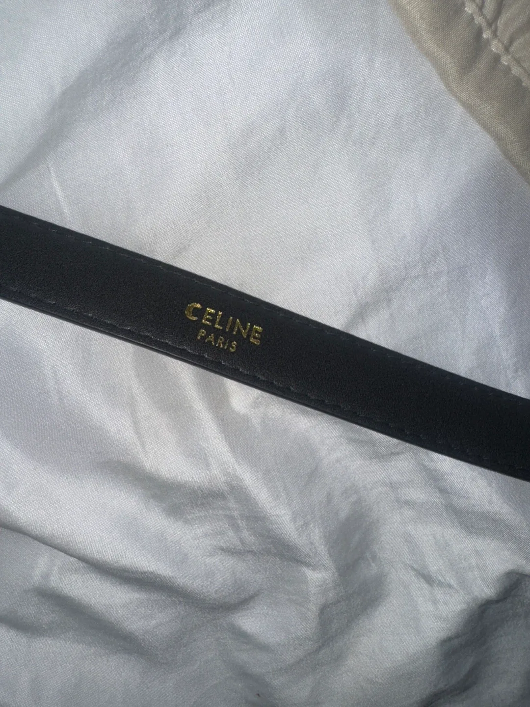 Celine Paris Black Leather Belt with Gold Buckle image indicator(5)