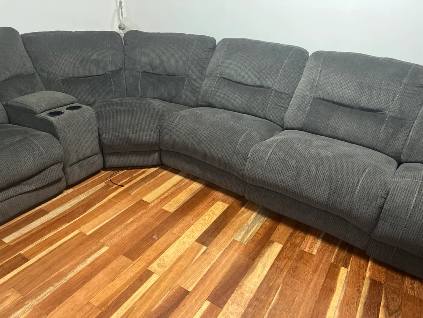 Grey Fabric Reclining Sectional Sofa - photo 4