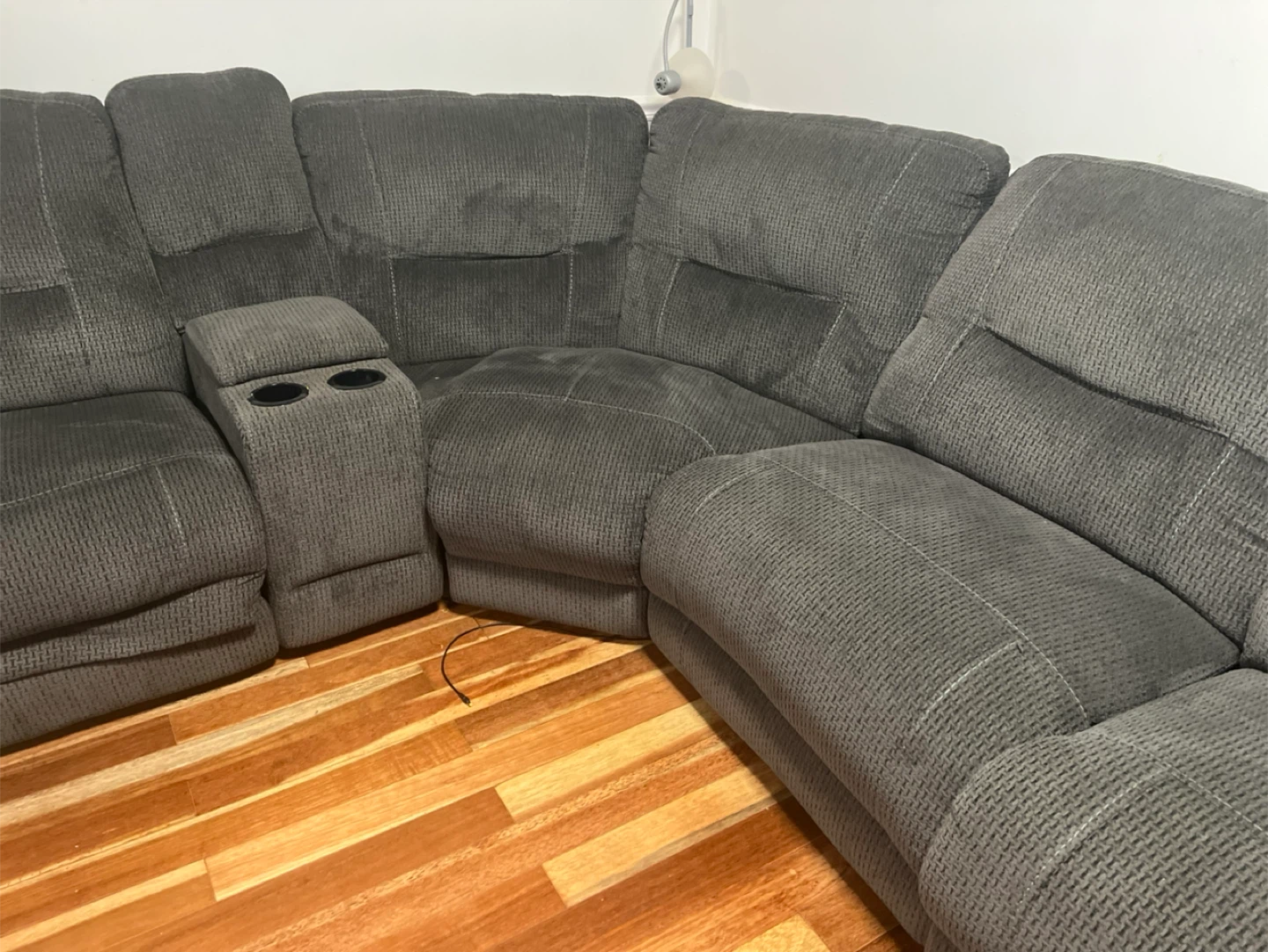 Grey Fabric Reclining Sectional Sofa