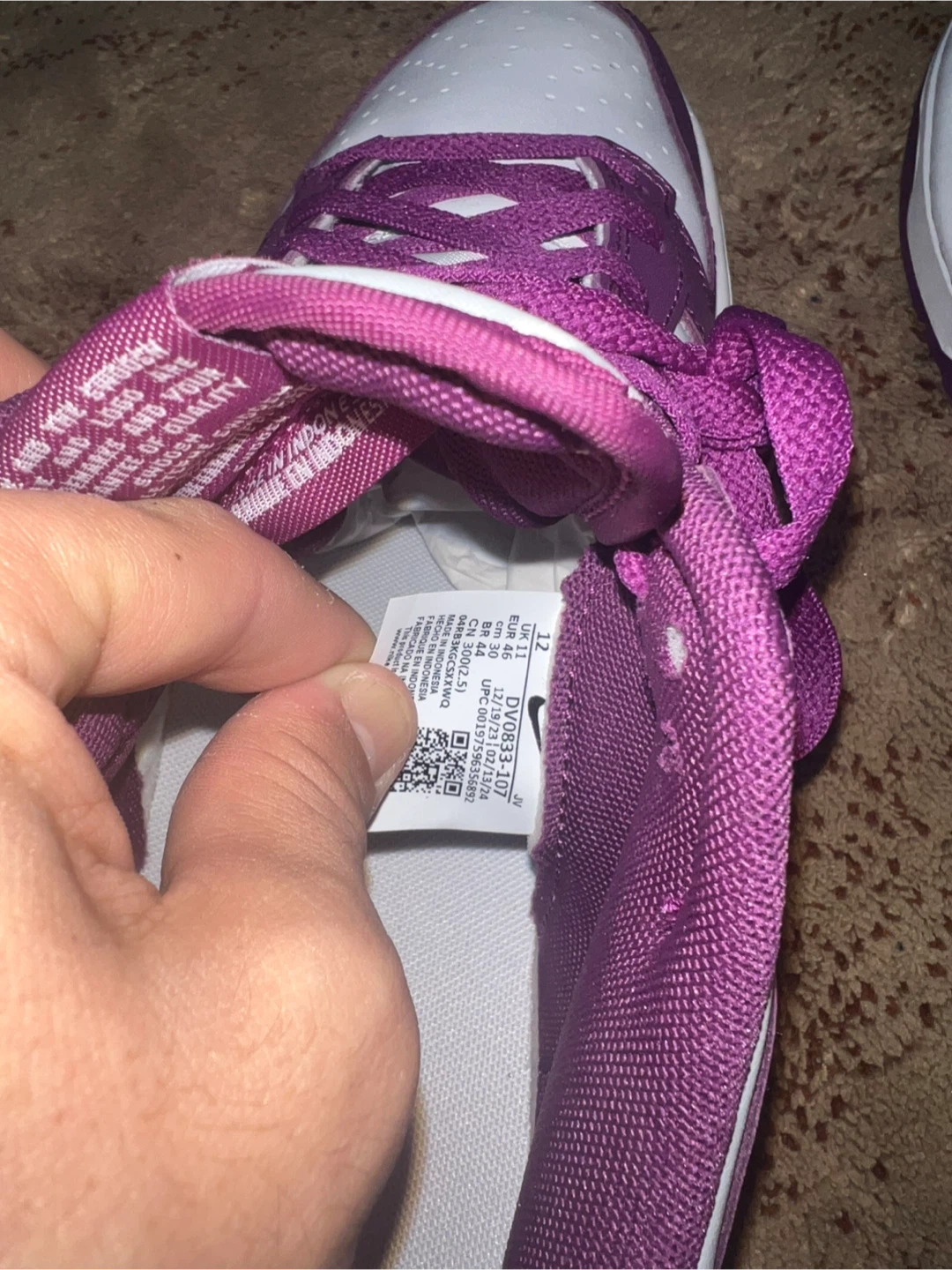 Nike Dunk Low Purple White, Size 12 - photo 3