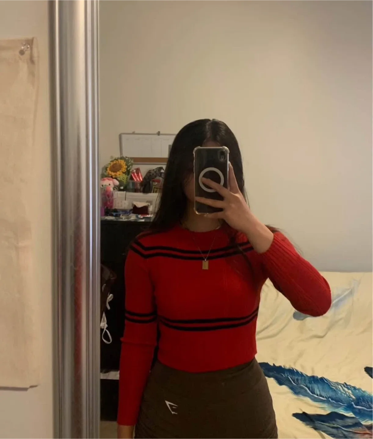 Ladies Cropped Striped Sweater - Size S