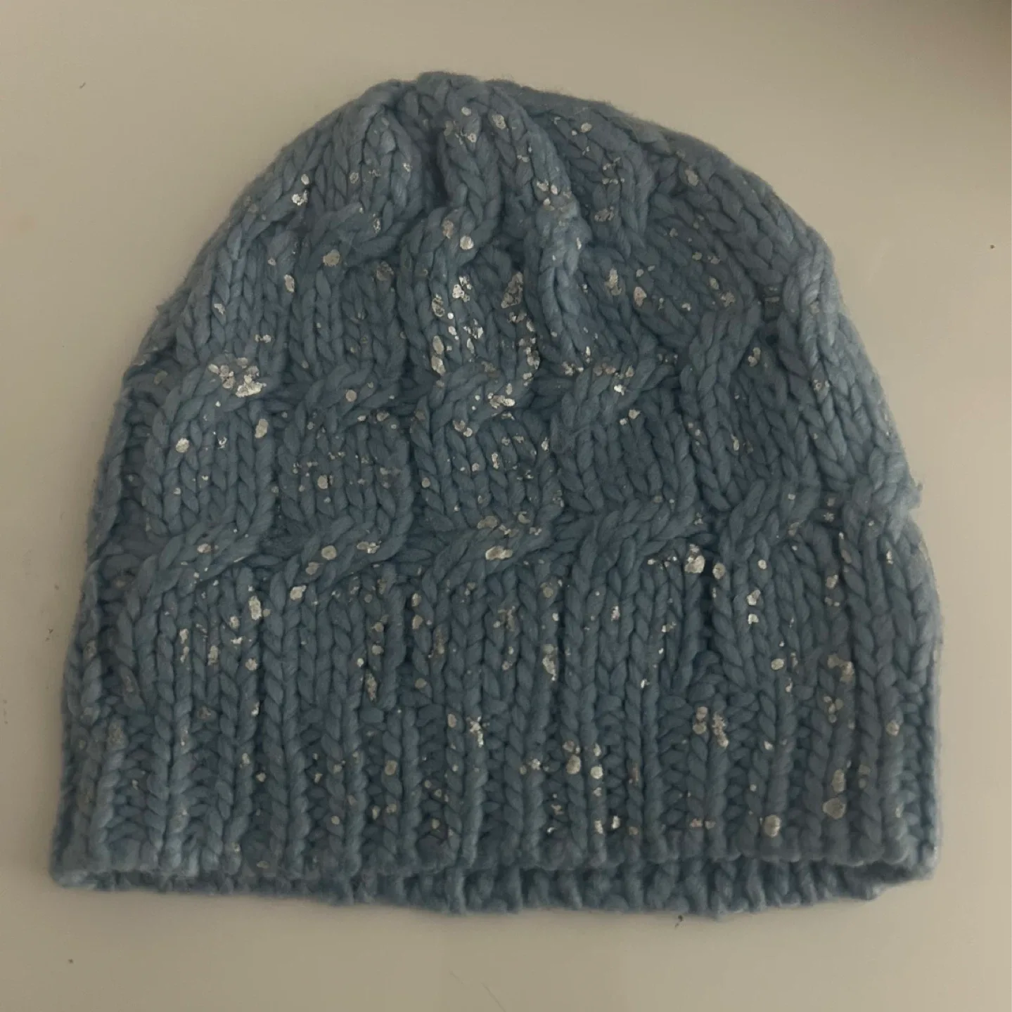 Knit Beanie Hat Blue with silver flecks image indicator(2)