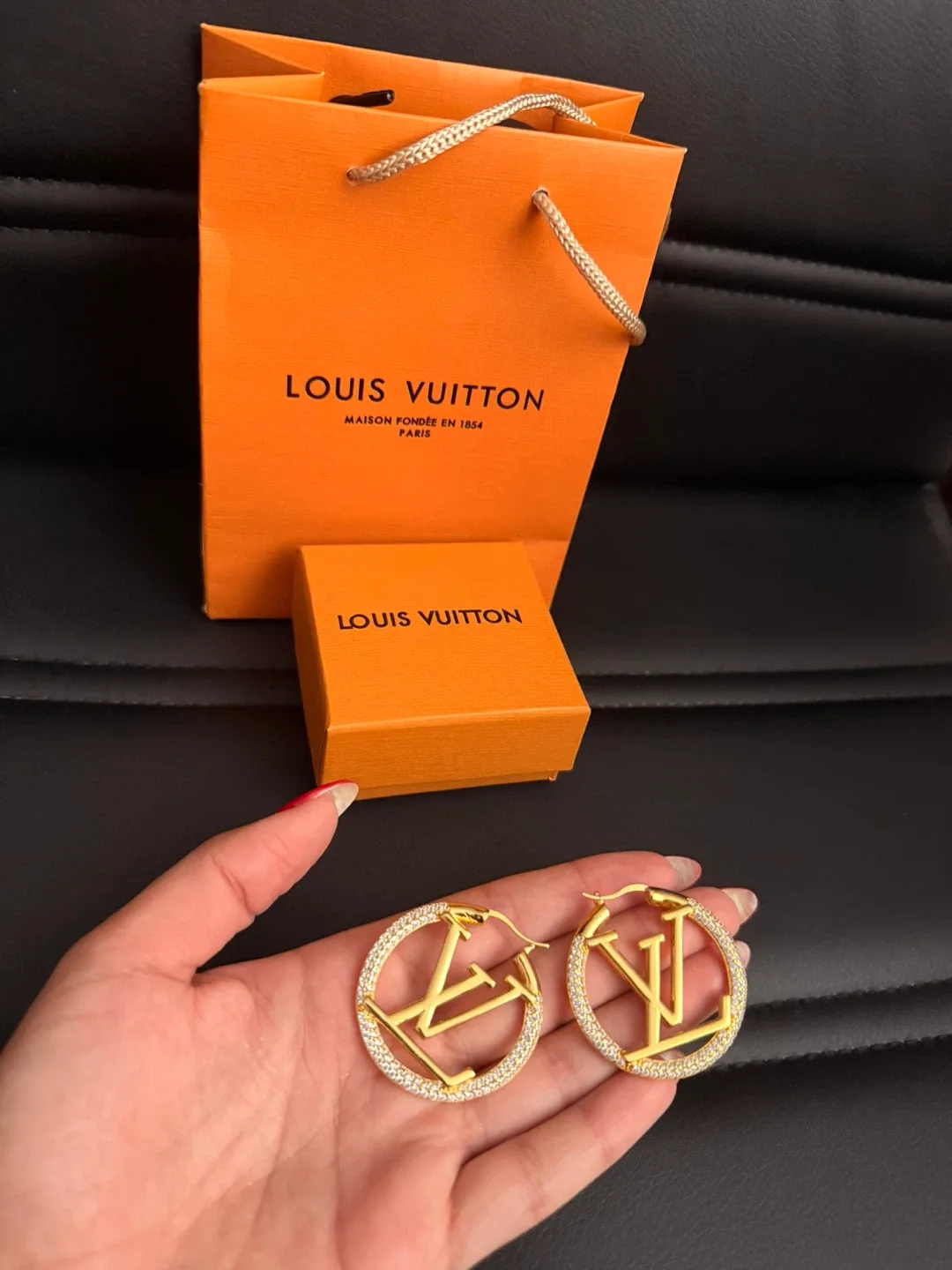 Louis Vuitton Hoop Rhinestone Earrings image indicator(5)