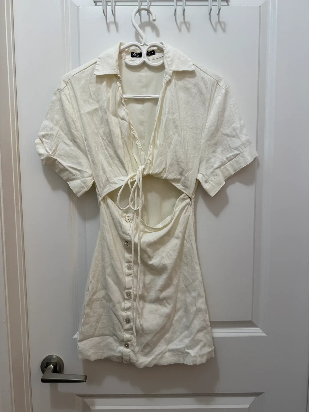 Zara XS White Cutout Mini Dress thumbnail