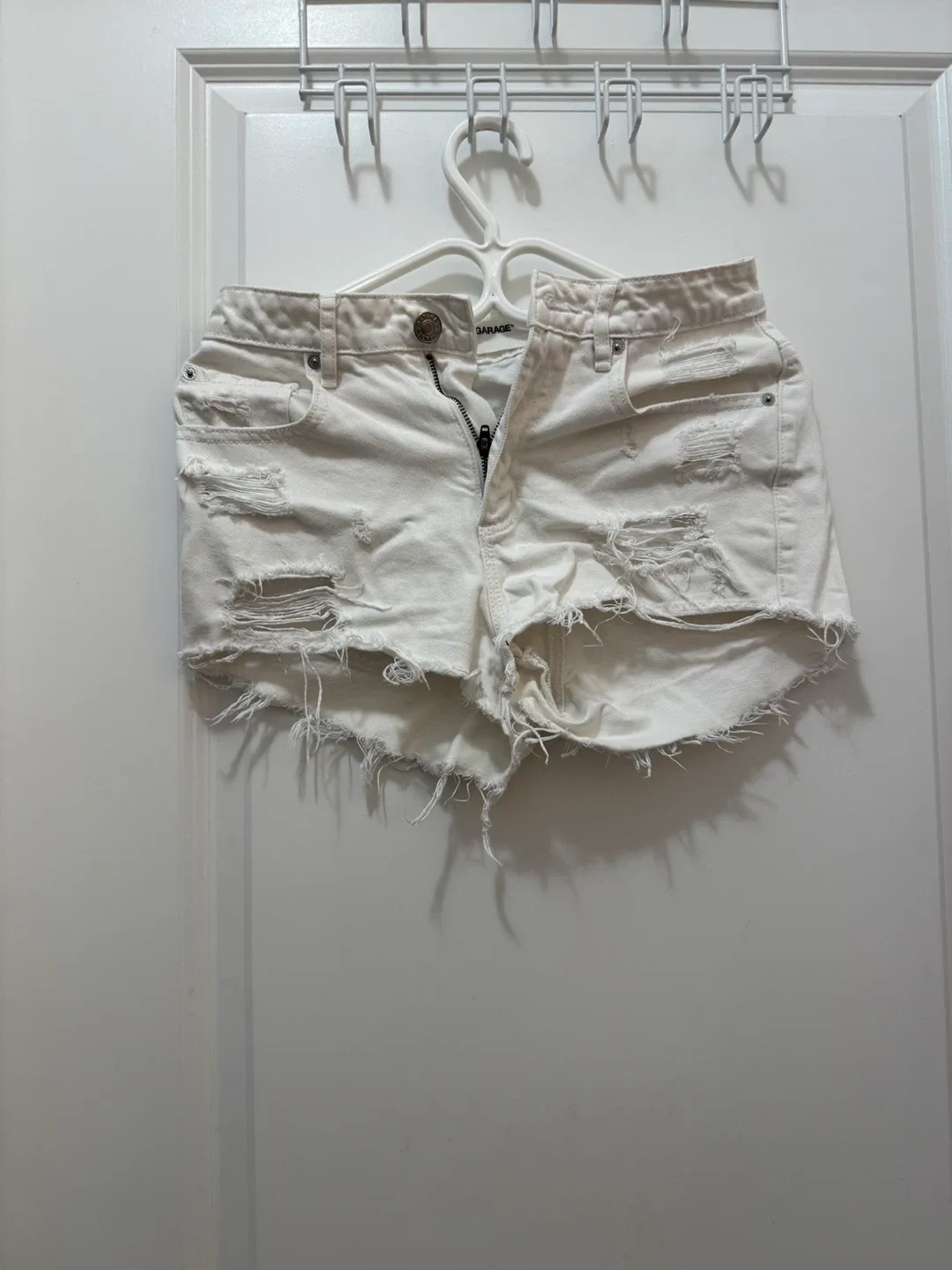 Garage White Distressed Denim Shorts - Size 01 thumbnail
