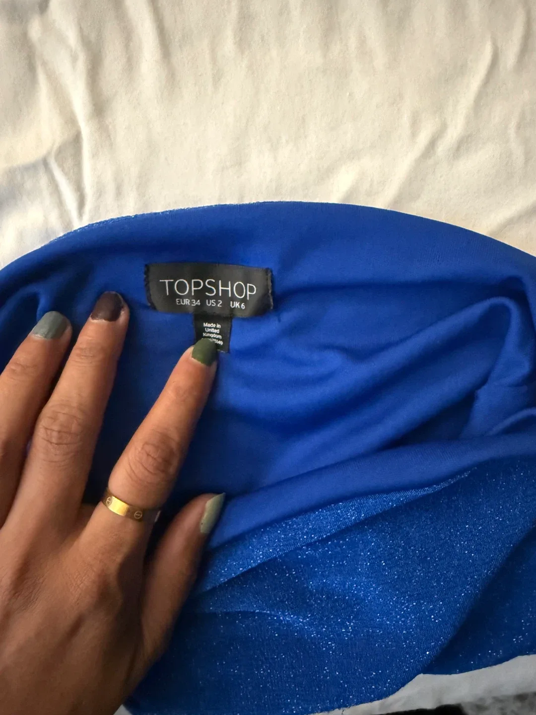 Topshop Blue Sparkle Top Size 2 image indicator(2)