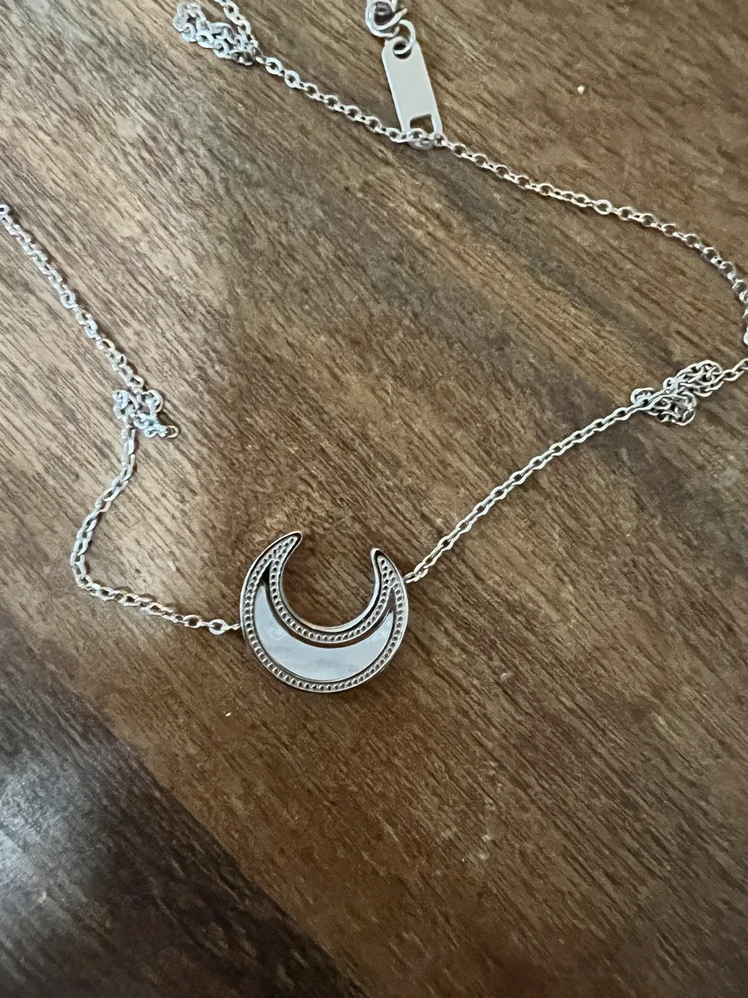 Silver Crescent Moon Necklace image indicator(2)