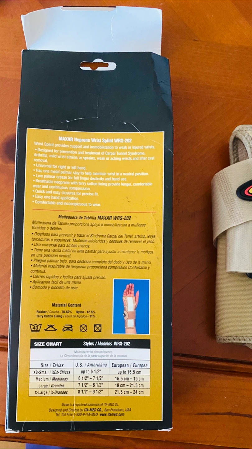 MAXAR Neoprene Wrist Splint WRS-202 (Right or Left Hand) - photo 2