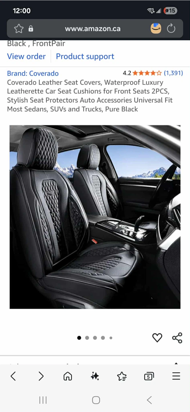 Coverado Black Nappa Leather Car Seat Covers - Front Pair