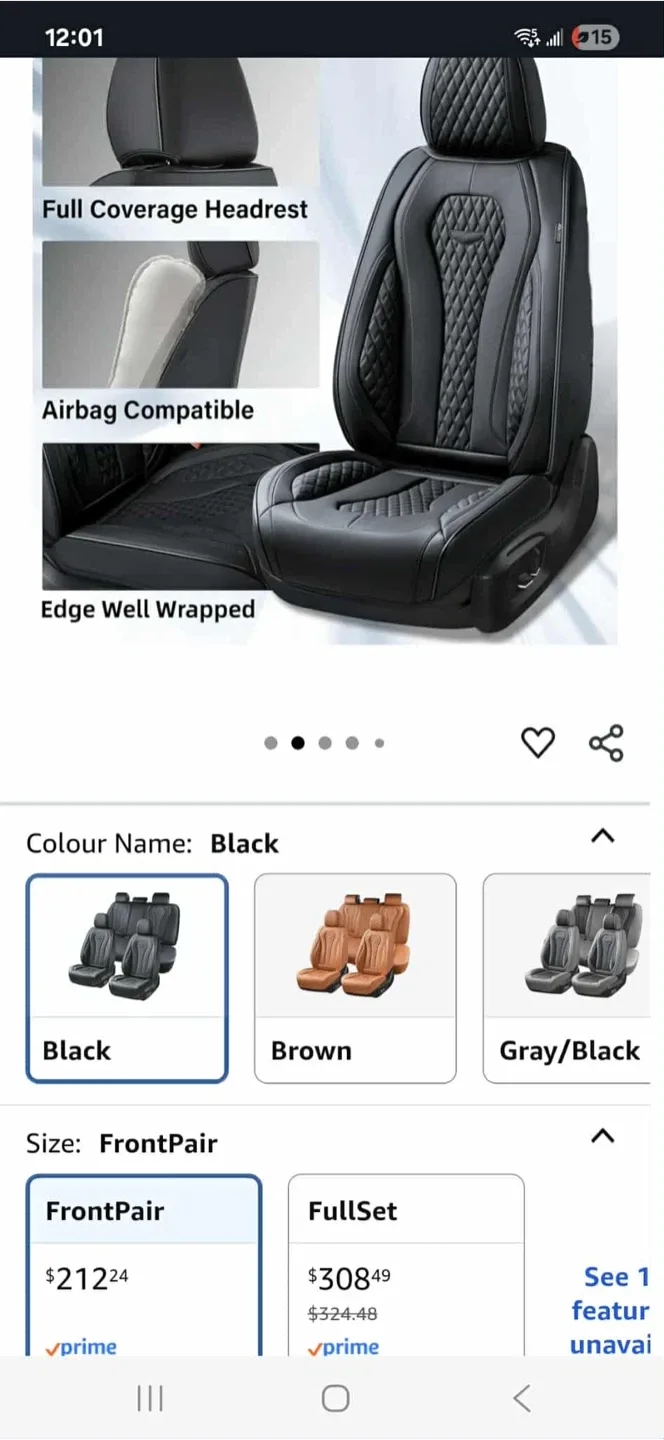 Coverado Black Leather Car Seat Covers - Front Pair image indicator(2)