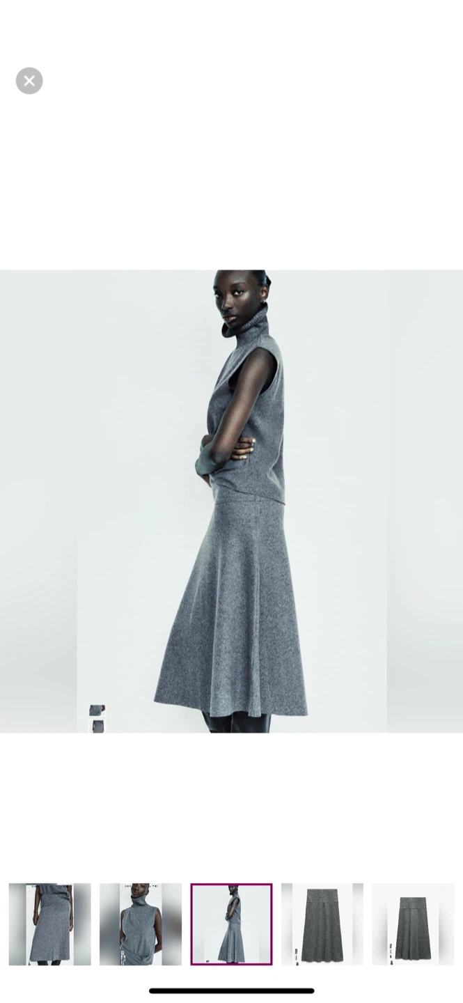 Zara Grey Knit Top & Skirt Set - Size SM Skirt, M Top