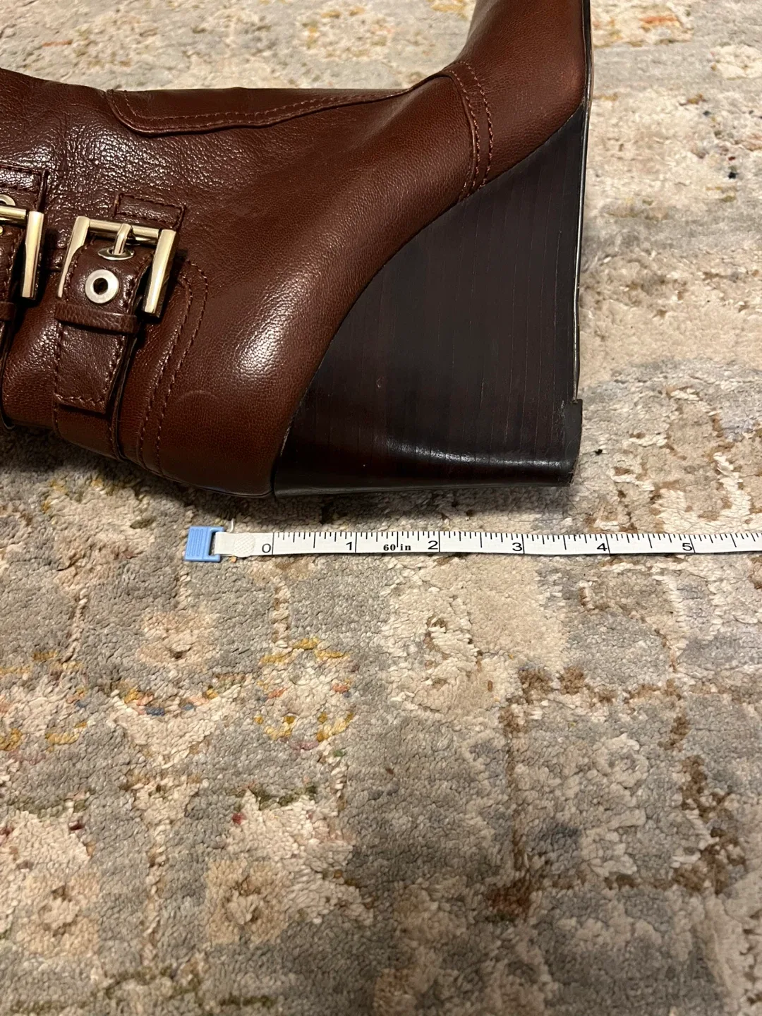 Nine West Brown Leather Wedge Boots image indicator(4)