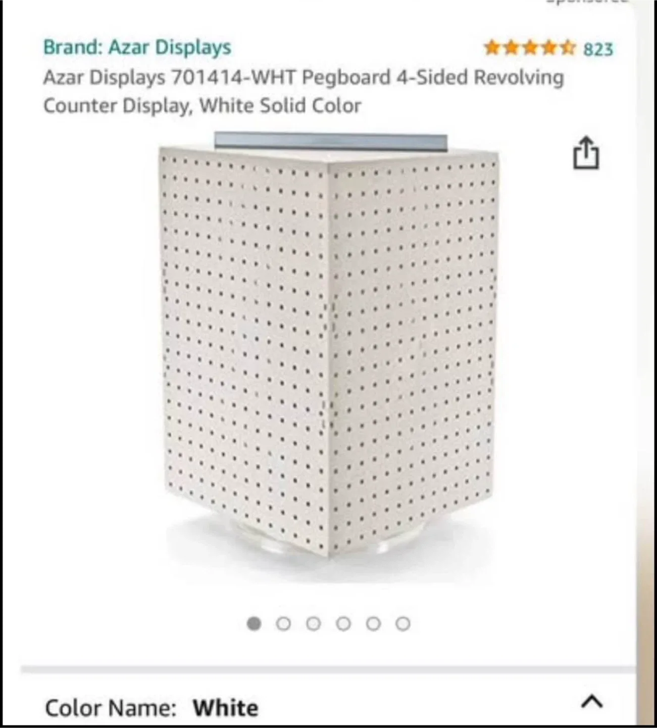 Pegboard 4-Sided Revolving Counter Display - White