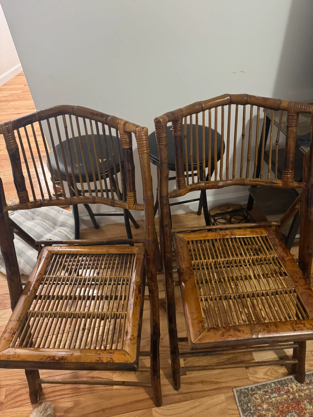 Set of 2 Vintage Bamboo Folding Chairs