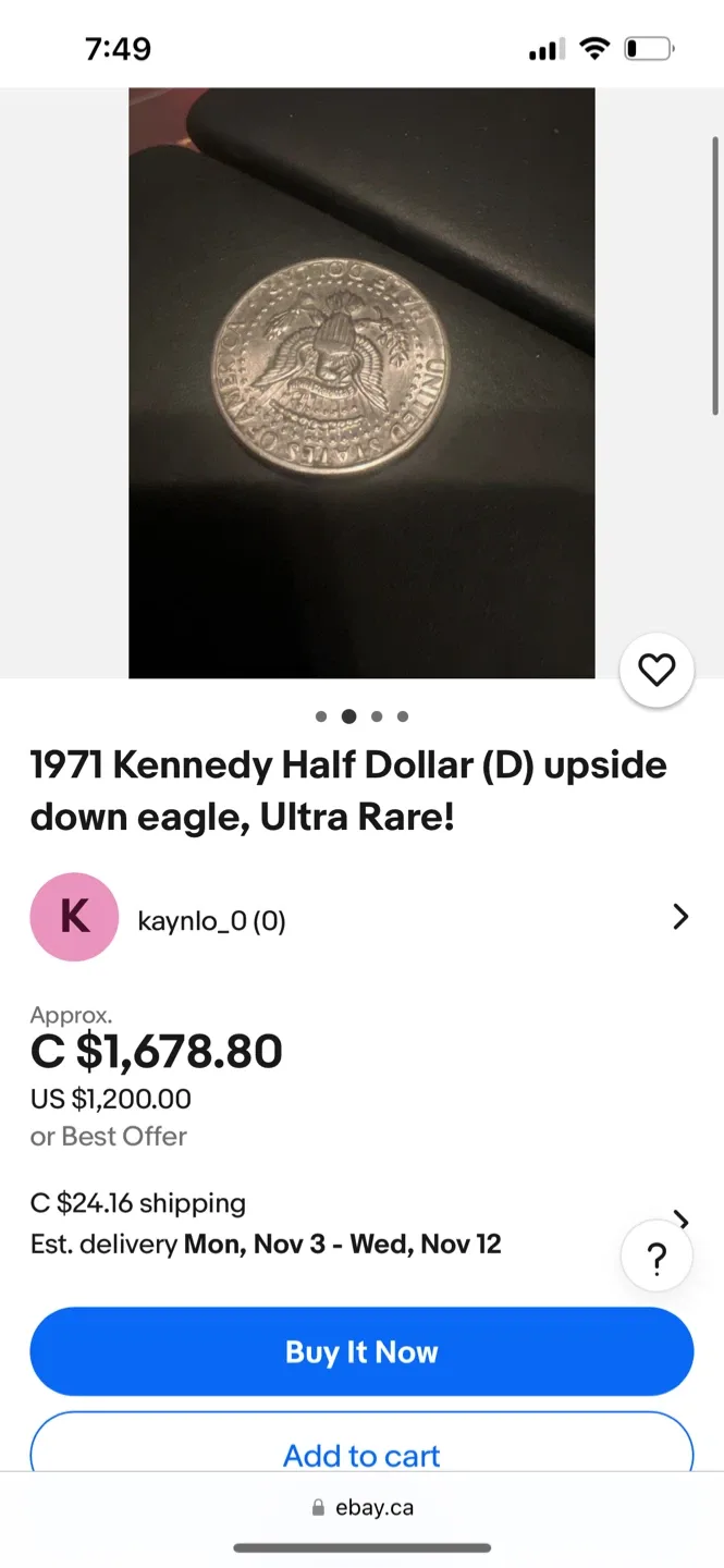 1971 JFK Half Dollar (D) Upside Down Eagle, ULTRA RARE! image indicator(5)
