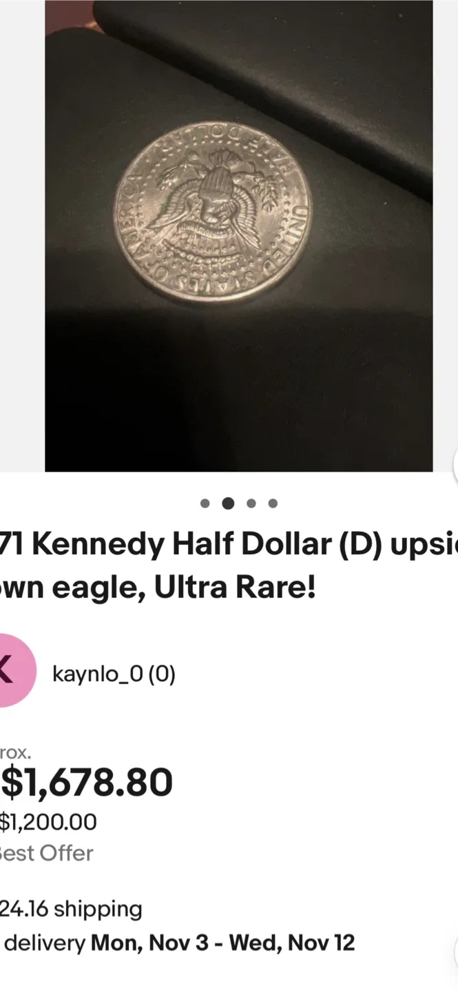 1971 JFK Half Dollar (D) Upside Down Eagle, ULTRA RARE! image indicator(4)
