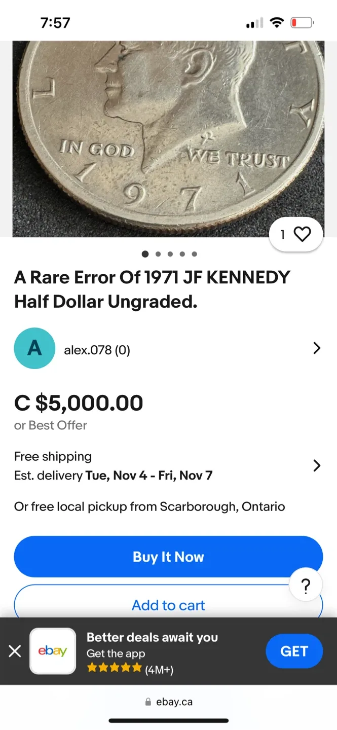 1971 JFK Half Dollar (D) Upside Down Eagle, ULTRA RARE! image indicator(3)