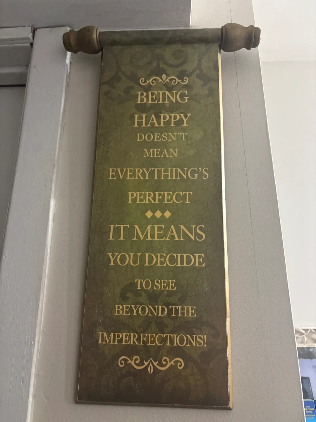 Inspirational Wall Scroll - "Being Happy"
