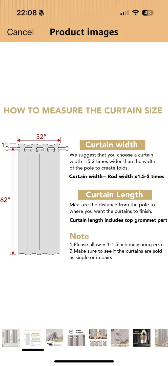 Gray Window Curtains 52" x 62" image indicator(2)