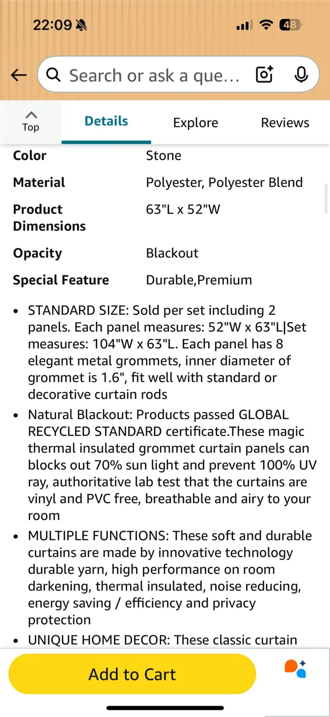 Gray Window Curtains 52" x 62" image indicator(8)