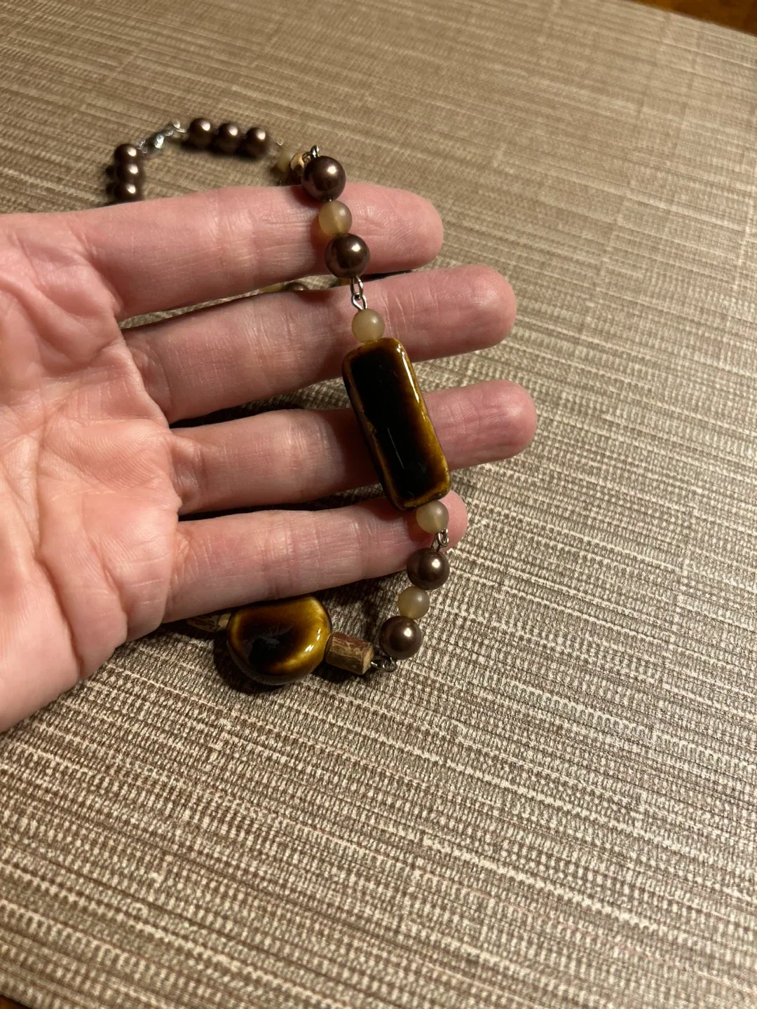 Artisan-Made Necklace — Vintage and Handmade Wooden Beads image indicator(3)